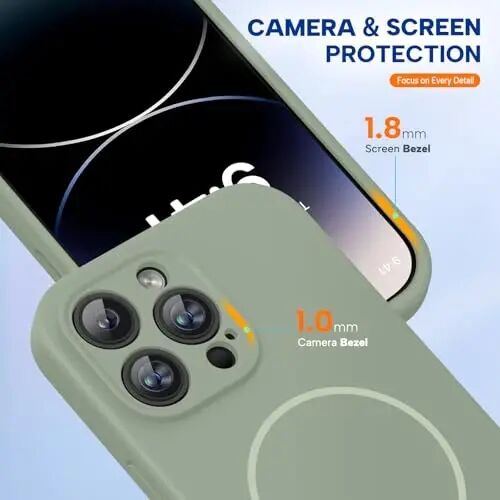 Miracase iPhone 14 Pro Kılıf için Tasarlandı, [Gelişmiş Kamera Koruması], 14 Pro 6.1 inç için Darbeye Dayanıklı Sıvı Silikon Kauçuk Telefon Kılıfı Kapağı, Patina Yeşili - 4