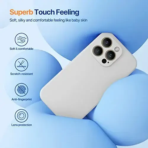 Miracase Designed for iPhone 14 Pro Case with Screen Protector, [Upgraded Camera Protection], Shockproof Liquid Silicone Rubber Phone Case Cover for 14 Pro 6.1 inch, Moonlight White - 3