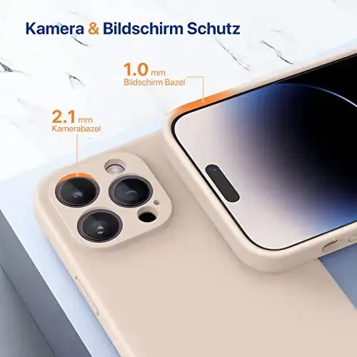 Miracase Designed for iPhone 14 Pro Case with Screen Protector, [Upgraded Camera Protection], Shockproof Liquid Silicone Rubber Phone Case Cover for 14 Pro 6.1 inch, Bean Grey - 5