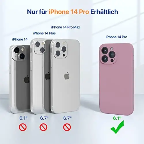 Miracase iPhone 14 Pro Kılıfı Ekran Koruyuculu, [Yükseltilmiş Kamera Koruması], Darbeye Dayanıklı Sıvı Silikon Kauçuk Telefon Kılıfı, 14 Pro 6.1 inç için, Siyah Frenk Üzümü 