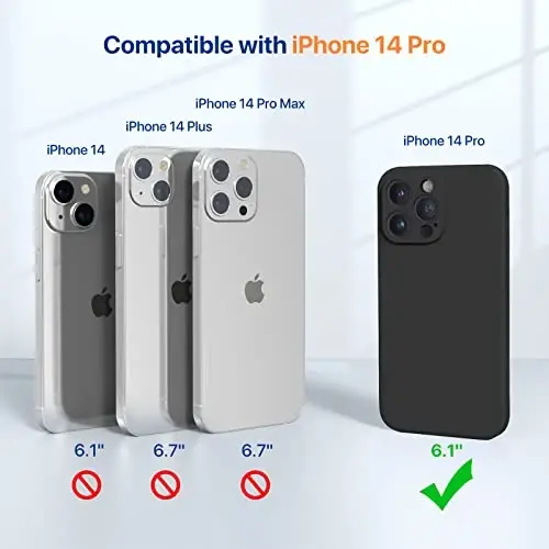 Miracase Designed for iPhone 14 Pro Case with Screen Protector, [Upgraded Camera Protection], Shockproof Liquid Silicone Rubber Phone Case Cover for 14 Pro 6.1 inch, Black 