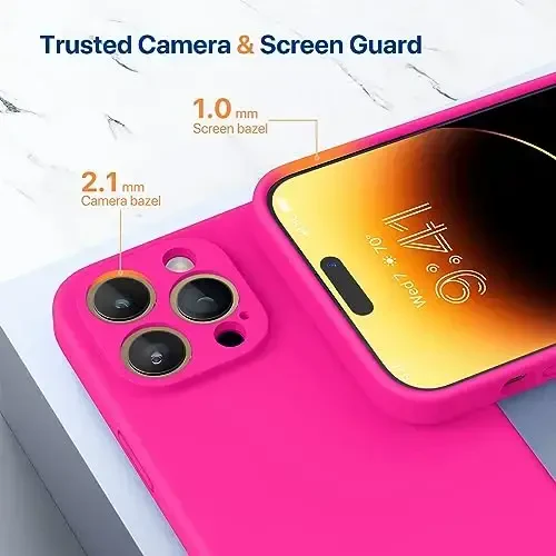 Miracase Designed for iPhone 14 Pro Case with Screen Protector, [Upgraded Camera Protection], Shockproof Liquid Silicone Rubber Phone Case Cover for 14 Pro 6.1 inch, Hot Pink - 5