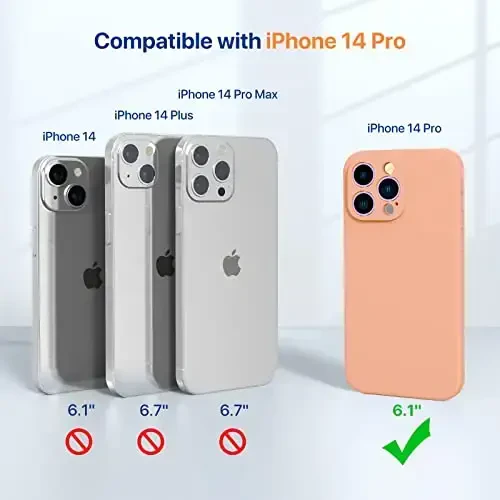 Miracase Designed for iPhone 14 Pro Case with Screen Protector, [Upgraded Camera Protection], Shockproof Liquid Silicone Rubber Phone Case Cover for 14 Pro 6.1 inch, Orange - 6