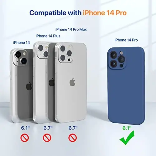 Miracase iPhone 14 Pro Kılıfı için Tasarlandı Ekran Koruyuculu, [Yükseltilmiş Kamera Koruması], Darbeye Dayanıklı Sıvı Silikon Kauçuk Telefon Kılıfı Kapak 14 Pro 6.1 inç, Cam Mavi 
