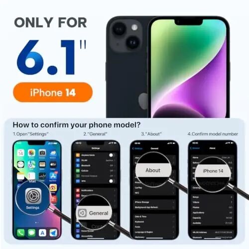 Miracase Designed for iPhone 14 Pro Case, with Tempered Glass Screen Protector, [Upgraded Camera Protection], Shockproof Liquid Silicone Rubber Phone Case Cover for 14 Pro 6.1 inch (Dark Purple) - 6