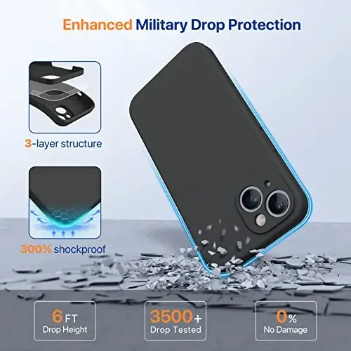 Miracase Magnetic Case Designed for iPhone 14 Case with Screen Protector,[Upgraded Enhanced Camera Protection],Shockproof Liquid Silicone Case 6.1 inch,Black-Magnetic - MIRACASE