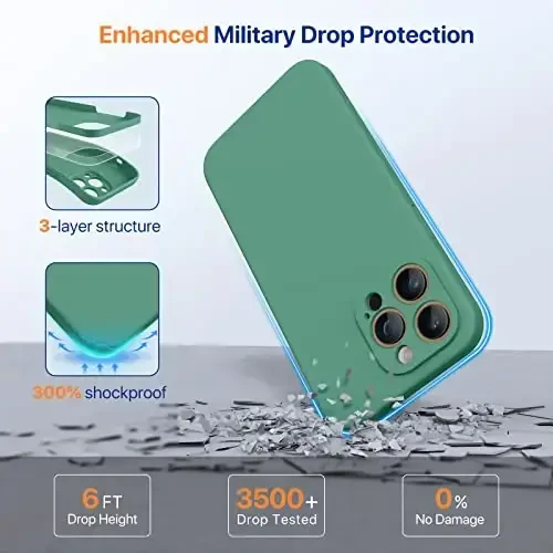 Miracase Designed for iPhone 14 Pro Max Phone Case with Screen Protector,[Upgraded Enhanced Camera Protection],Shockproof Liquid Silicone Case with Microfiber Lining,6.7 inch, Acacia Green - 4