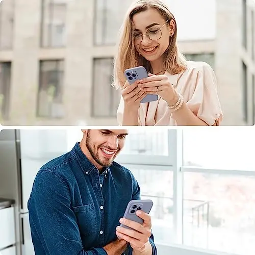 Miracase Designed for iPhone 14 Pro Max Phone Case with Screen Protector,[Upgraded Enhanced Camera Protection],Shockproof Liquid Silicone Case with Microfiber Lining,6.7 inch, Lavender Gray - MIRACASE (1)