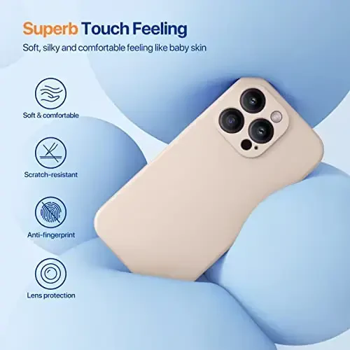 Miracase Designed for iPhone 14 Pro Max Phone Case with Screen Protector,[Upgraded Enhanced Camera Protection],Shockproof Liquid Silicone Case with Microfiber Lining,6.7 inch, Bean Grey - 3