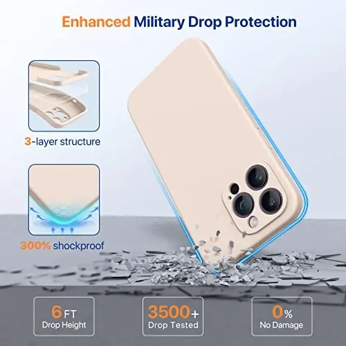 Miracase Designed for iPhone 14 Pro Max Phone Case with Screen Protector,[Upgraded Enhanced Camera Protection],Shockproof Liquid Silicone Case with Microfiber Lining,6.7 inch, Bean Grey - 4