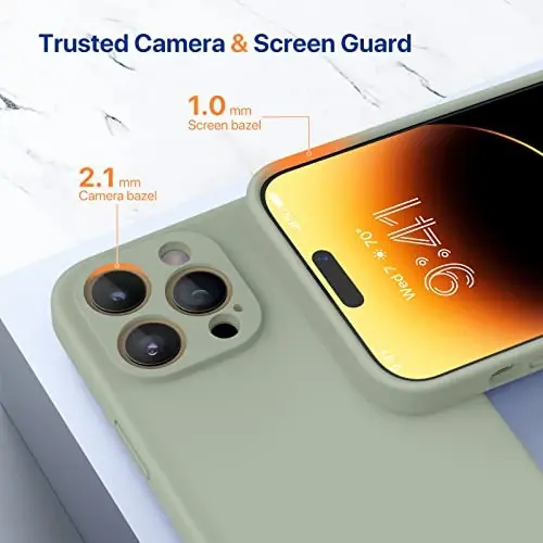 Miracase Designed for iPhone 14 Pro Max Phone Case with Screen Protector,[Upgraded Enhanced Camera Protection],Shockproof Liquid Silicone Case with Microfiber Lining,6.7 inch, Patina Green - 5