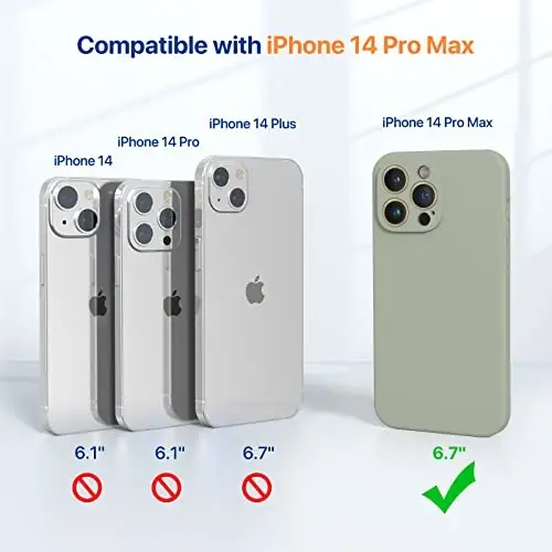 Miracase iPhone 14 Pro Max Telefon Kılıfı Ekran Koruyuculu,[Gelişmiş Kamera Koruması],Mikrofiber Astarlı Darbeye Dayanıklı Sıvı Silikon Kılıf,6.7 inç, Patine Yeşili 