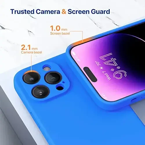Miracase Designed for iPhone 14 Pro Max Phone Case with Screen Protector,[Upgraded Enhanced Camera Protection],Shockproof Liquid Silicone Case with Microfiber Lining,6.7 inch, Mediterranean Blue - 5