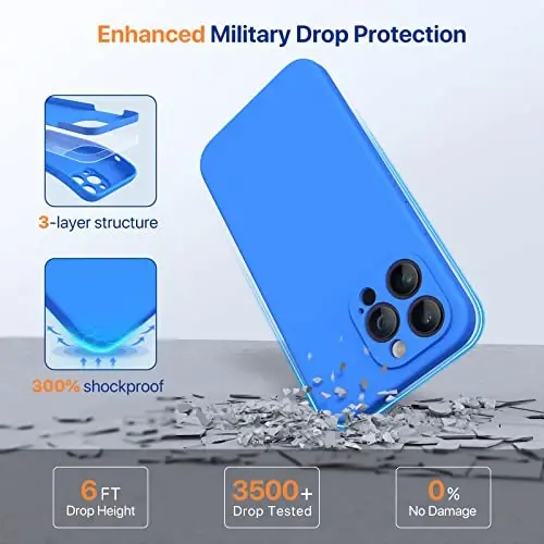 Miracase Designed for iPhone 14 Pro Max Phone Case with Screen Protector,[Upgraded Enhanced Camera Protection],Shockproof Liquid Silicone Case with Microfiber Lining,6.7 inch, Mediterranean Blue - 4
