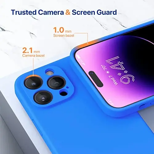 Miracase Designed for iPhone 14 Pro Max Phone Case with Screen Protector,[Upgraded Enhanced Camera Protection],Shockproof Liquid Silicone Case with Microfiber Lining,6.7 inch, Mediterranean Blue - 5
