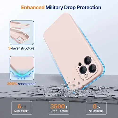 Miracase Designed for iPhone 14 Pro Max Phone Case with Screen Protector,[Upgraded Enhanced Camera Protection],Shockproof Liquid Silicone Case with Microfiber Lining,6.7 inch, Sand Pink - 4