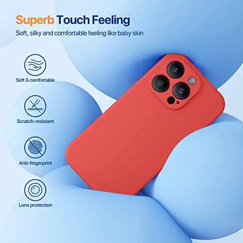 Miracase Designed for iPhone 14 Pro Max Phone Case with Screen Protector,[Upgraded Enhanced Camera Protection],Shockproof Liquid Silicone Case with Microfiber Lining,6.7 inch, Red - 3