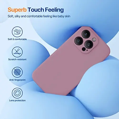 Miracase iPhone 14 Pro Max uchun ekran himoyachisi bilan telefon g‘ilofi, [Takomillashtirilgan kamera himoyasi], zarbga chidamli suyuq silikon g‘ilof mikrofiber astarli, 6,7 dyuym, qora smorodina - 3