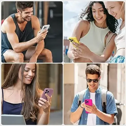 Miracase iPhone 14 Pro Max uchun ekran himoyachisi bilan telefon g‘ilofi, [Yaxshilangan kamera himoyasi], zarbga chidamli suyuq silikon g‘ilof mikrofiber astarli, 6,7 dyuym, Hot Pink - MIRACASE (1)