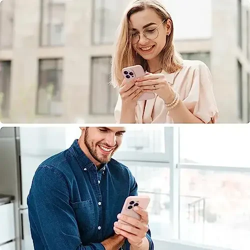 Miracase iPhone 14 Pro Max uchun ekran himoyachisi bilan telefon g'ilofi,[Kamera himoyasini yaxshilash],Mikrofiber qoplamali zarbga chidamli suyuq silikon g'ilof,6,7 dyuym, qumli pushti - 2