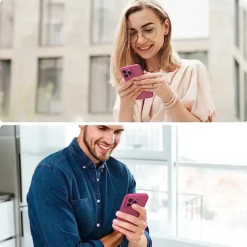 Miracase iPhone 14 Pro Max uchun ekran himoyachisi bilan telefon g'ilofi,[Yaxshilangan kamera himoyasi], Mikrofiber qoplamali zarbga chidamli suyuq silikon g'ilof, 6,7 dyuym, Glace Red - MIRACASE (1)