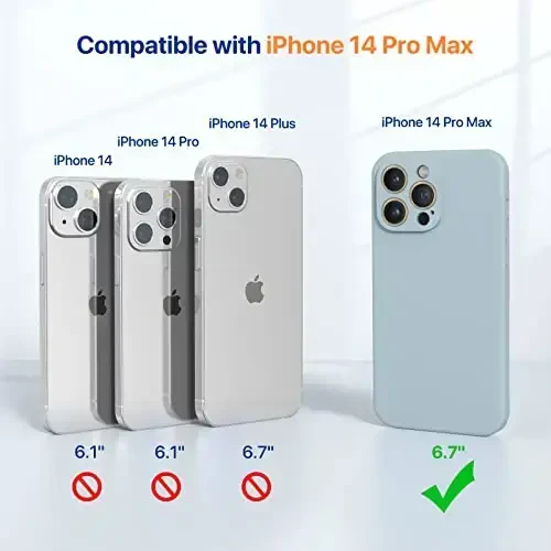 Miracase iPhone 14 Pro Max uchun ekran himoyachisi bilan telefon g'ilofi,[Yaxshilangan kamera himoyasi],Mikrofiber astarlı zarbga chidamli suyuq silikon g'ilof,6,7 dyuym, och yashil - 6