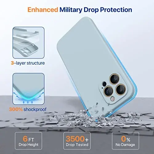 Miracase iPhone 14 Pro Max uchun ekran himoyachisi bilan telefon g'ilofi,[Yaxshilangan kamera himoyasi],Mikrofiber astarlı zarbga chidamli suyuq silikon g'ilof,6,7 dyuym, och yashil - 4
