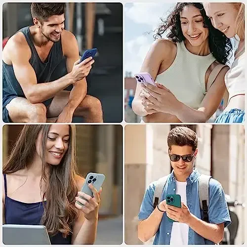 Miracase iPhone 14 Pro Max uchun ekran himoyachisi bilan telefon qutisi, [Yaxshilangan kamera himoyasi], zarbga chidamli suyuq silikon qutisi mikrofiber astarli, 6,7 dyuym, Patina Green - 2