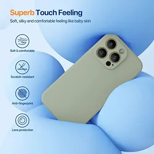 Miracase iPhone 14 Pro Max uchun ekran himoyachisi bilan telefon qutisi, [Yaxshilangan kamera himoyasi], zarbga chidamli suyuq silikon qutisi mikrofiber astarli, 6,7 dyuym, Patina Green - 3