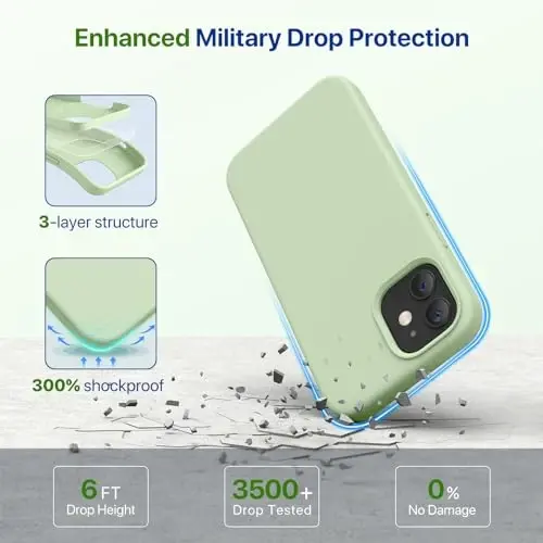 Miracase iPhone 14 Pro Max uchun mo'ljallangan g'ilof, ekran himoyachisi bilan,[Kamera himoyasi yaxshilangan], zarbga chidamli suyuq silikon g'ilof mikrofiber astar bilan, 6,7 dyuym, Matcha yashil - 4