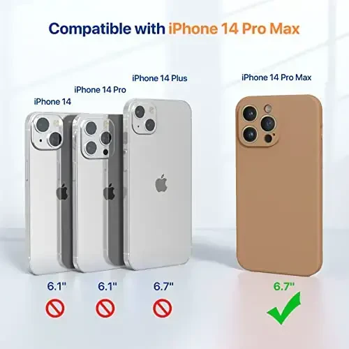 Miracase iPhone 14 Pro Max uchun telefon g'ilofi, ekran himoyachisi bilan,[Kengaytirilgan kamera himoyasi], zarbga chidamli suyuq silikon g'ilof mikrofiber astarli, 6,7 dyuym, shokolad - 6
