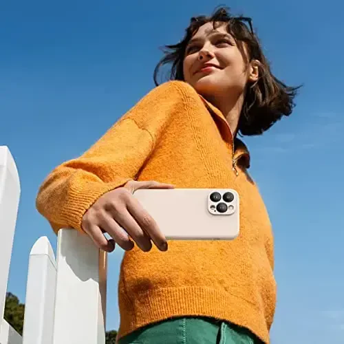 Miracase iPhone 14 Pro uchun ekran himoyachisi bilan g'ilof, [Kamera himoyasini yangilash], zarbaga chidamli suyuq silikon kauchuk telefon g'ilofi, 14 Pro 6.1 dyuym, Bean Grey - 6