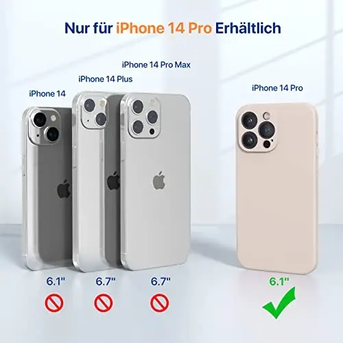 Miracase iPhone 14 Pro uchun ekran himoyachisi bilan g'ilof, [Kamera himoyasini yangilash], zarbaga chidamli suyuq silikon kauchuk telefon g'ilofi, 14 Pro 6.1 dyuym, Bean Grey - 2