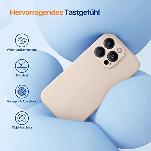 Miracase iPhone 14 Pro uchun ekran himoyachisi bilan g'ilof, [Kamera himoyasini yangilash], zarbaga chidamli suyuq silikon kauchuk telefon g'ilofi, 14 Pro 6.1 dyuym, Bean Grey - 3