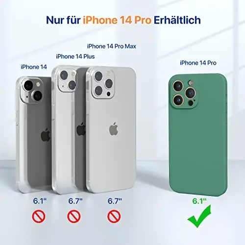 Miracase iPhone 14 Pro uchun ekran himoyachisi bilan g'ilof, [Kamera himoyasini yaxshilash], zarbga chidamli suyuq silikon kauchuk telefon g'ilofi, 14 Pro 6.1 dyuym uchun, Alp tog'lari yashil - 5