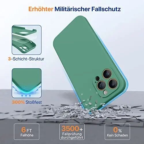 Miracase iPhone 14 Pro uchun ekran himoyachisi bilan g'ilof, [Kamera himoyasini yaxshilash], zarbga chidamli suyuq silikon kauchuk telefon g'ilofi, 14 Pro 6.1 dyuym uchun, Alp tog'lari yashil - MIRACASE