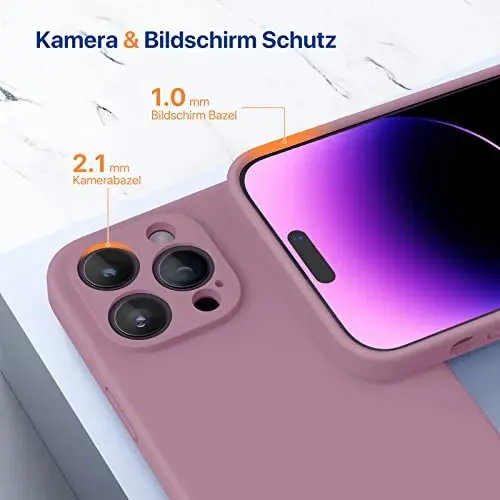 Miracase iPhone 14 Pro uchun ekran himoyachisi bilan g‘ilof, [Kamerani yangilangan himoya qilish], zarbaga chidamli suyuq silikon kauchuk telefon g‘ilofi 14 Pro 6.1 dyuym uchun, qora smorodina - 4