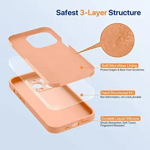 Miracase iPhone 14 Pro uchun ekran himoyachisi bilan g'ilof, [Kamerani yaxshilangan himoya qilish], zarbga chidamli suyuq silikon kauchuk telefon g'ilofi 14 Pro 6.1 dyuym, to'q sariq - 5