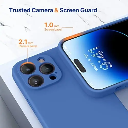 Miracase iPhone 14 Pro uchun ekran himoyachisi bilan g'ilof, [Kamerani yaxshilangan himoya], zarbga chidamli suyuq silikon kauchuk telefon g'ilofi 14 Pro 6.1 dyuym, Aqua Blue - 5