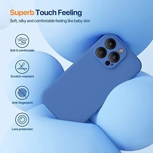 Miracase iPhone 14 Pro uchun ekran himoyachisi bilan g'ilof, [Kamerani yaxshilangan himoya], zarbga chidamli suyuq silikon kauchuk telefon g'ilofi 14 Pro 6.1 dyuym, Aqua Blue - 3