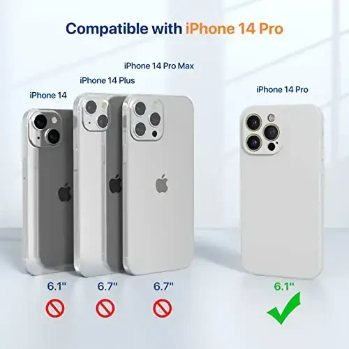 Miracase iPhone 14 Pro uchun ekran himoyachisi bilan mo'ljallangan g'ilof, [Kamera himoyasini yangilash], zarbaga chidamli suyuq silikon kauchuk telefon g'ilofi, 14 Pro 6,1 dyuym, Oydin oq - 6