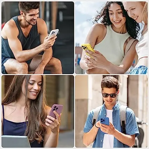 Miracase iPhone 14 Pro uchun ekran himoyachisi bilan mo'ljallangan g'ilof, [Kamera himoyasini yangilash], zarbaga chidamli suyuq silikon kauchuk telefon g'ilofi, 14 Pro 6,1 dyuym, Oydin oq - MIRACASE (1)