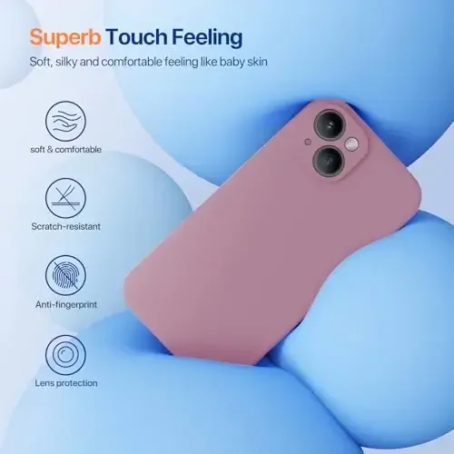 Miracase iPhone 14 uchun ekran himoyachisi bilan g‘ilof,[Takomillashtirilgan kamera himoyasi],zarbga chidamli suyuq silikon g‘ilof mikrofiber astarli, 6.1 dyuym,Qora smorodina - 5