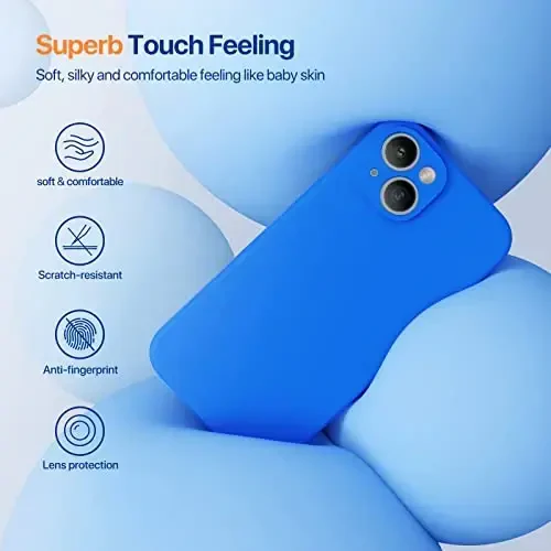 Miracase iPhone 14 uchun g‘ilof, ekran himoyachisi bilan, [Takomillashtirilgan kamera himoyasi], zarbaga chidamli suyuq silikon g‘ilof mikrofiber astarli, 6,1 dyuym, O‘rta Yer dengizi ko‘k - 3