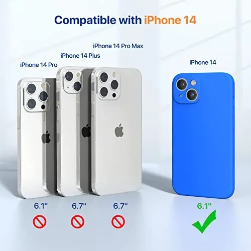 Miracase iPhone 14 uchun g‘ilof, ekran himoyachisi bilan, [Takomillashtirilgan kamera himoyasi], zarbaga chidamli suyuq silikon g‘ilof mikrofiber astarli, 6,1 dyuym, O‘rta Yer dengizi ko‘k - 2