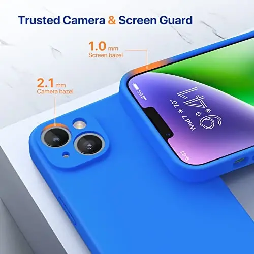 Miracase iPhone 14 uchun g‘ilof, ekran himoyachisi bilan, [Takomillashtirilgan kamera himoyasi], zarbaga chidamli suyuq silikon g‘ilof mikrofiber astarli, 6,1 dyuym, O‘rta Yer dengizi ko‘k - 4