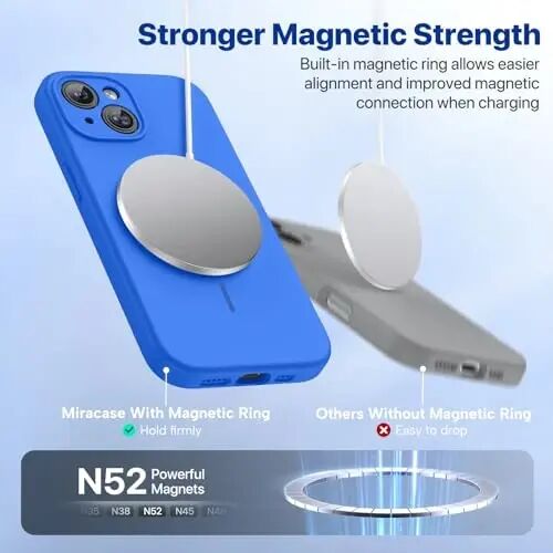 Miracase iPhone 14 uchun g‘ilof, ekran himoyachisi bilan, [Takomillashtirilgan kamera himoyasi], zarbaga chidamli suyuq silikon g‘ilof mikrofiber astarli, 6,1 dyuym, O‘rta Yer dengizi ko‘k - 4