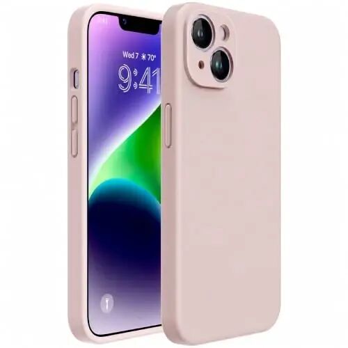 Miracase iPhone 14 uchun g'ilof, ekran himoyachisi bilan, [Yaxshilangan kamera himoyasi], zarbga chidamli suyuq silikon g'ilof mikrofiber astarli, 6,1 dyuym, qum pushti - 1