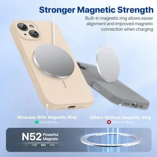 Miracase iPhone 14 uchun mo'ljallangan g'ilof, [Kengaytirilgan yangilangan kamera muhofazasi], Mikrofaser astarli zarbaga chidamli suyuq silikon g'ilof, 6.1 dyuym, Lovi kulrang - 4