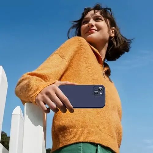 Miracase iPhone 15 g‘ilofi bilan mos, [Yumshoq chizishga qarshi mikrofiber astar], Suyuq silikonli g‘ilof Gel rezina zarbga chidamli tushishdan himoya qiluvchi telefon g‘ilofi iPhone 15 uchun, to‘q ko‘k - 6